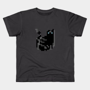 Cat Pixel Art - black dark Kids T-Shirt